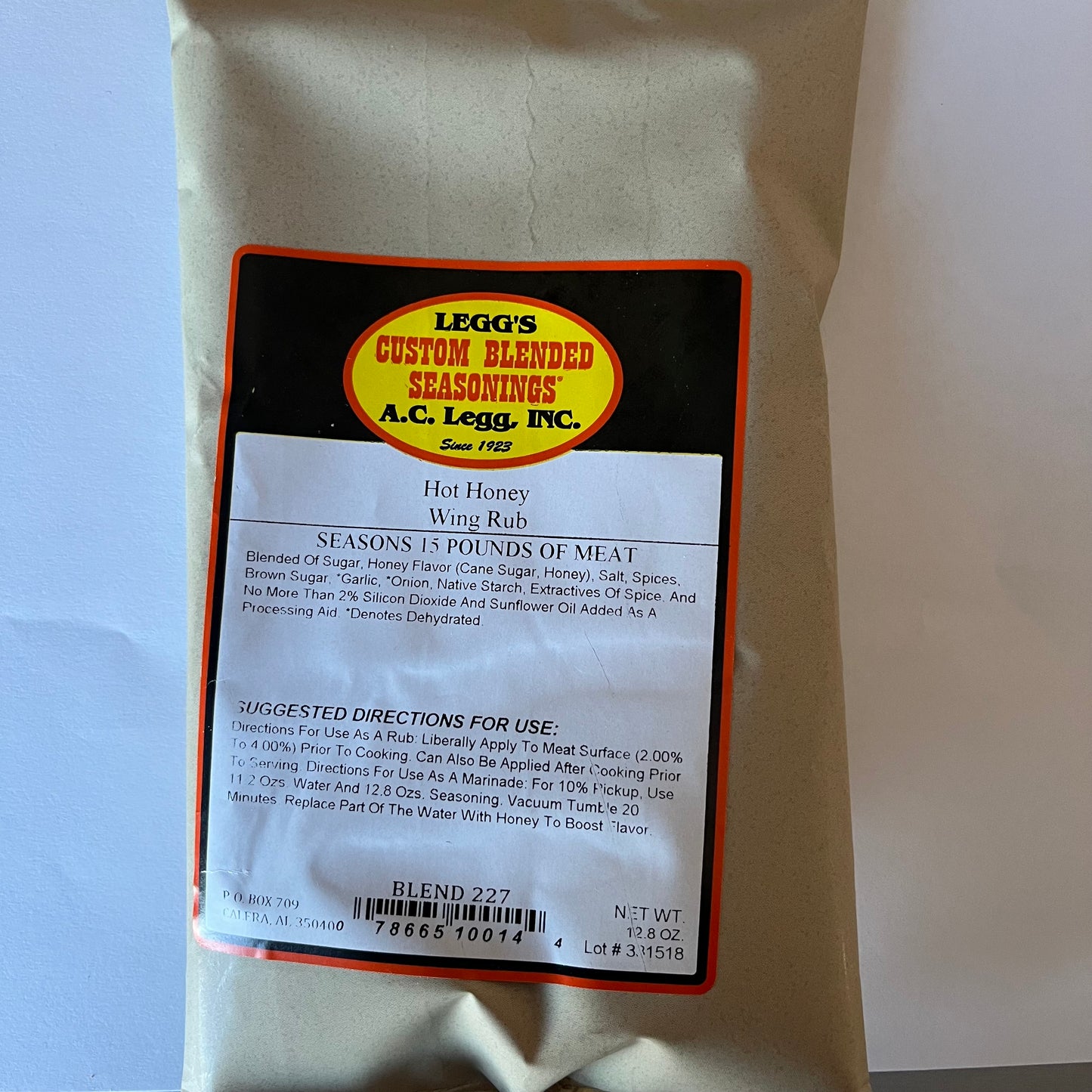 Blend #227 - Hot Honey Wing Rub for 15 lbs. of Meat