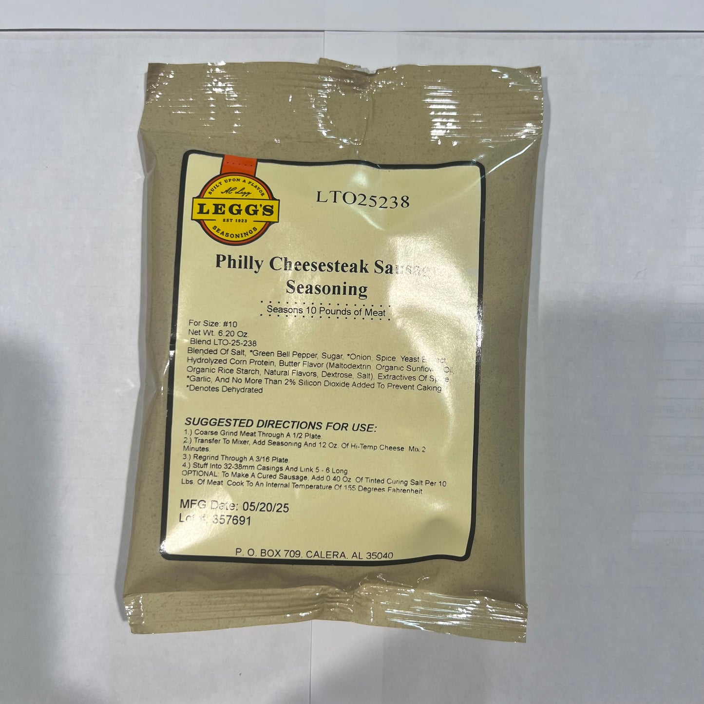 A.C. Leggs Philly Cheesesteak Sausage Seasoning - For 10 lbs of Meat