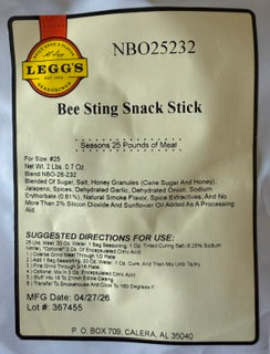 A.C.  Leggs Bee Sting Snack Stick - For 25 lbs of Meat